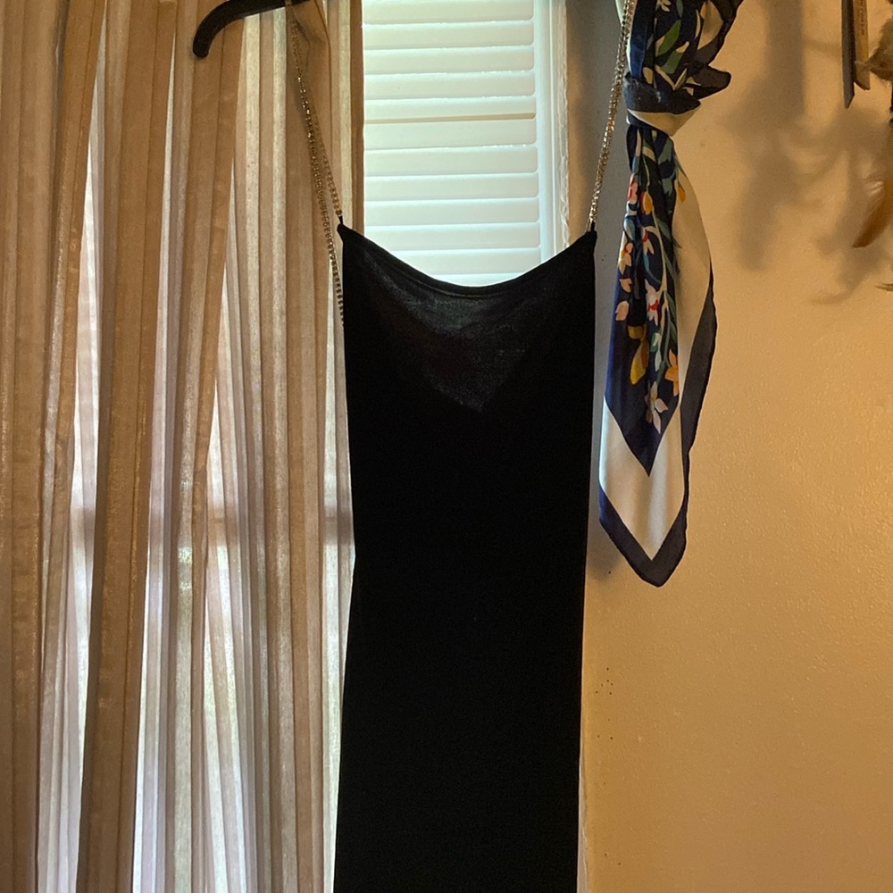 Black mini dress with rhinestones